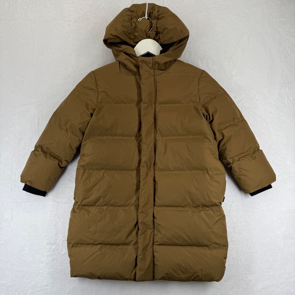 Zara Kids Brown Longline Hooded Down Puffer Coat Jacket Size 8 READ